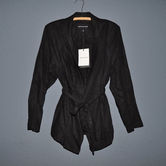 New WWW Black Long Sleeve Wrap Blazer Jacket NWT - Picture 4 of 8